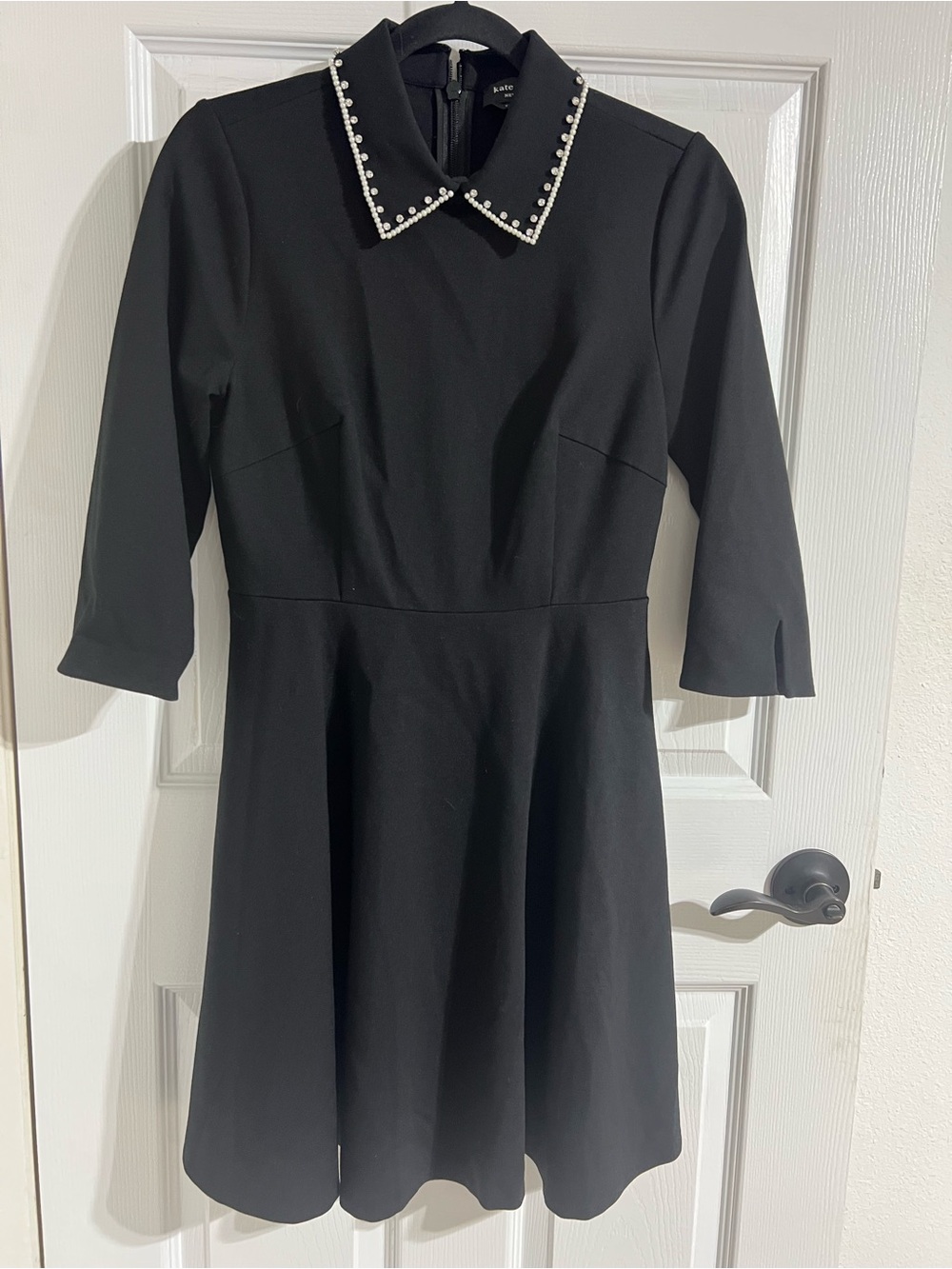 kate spade Black Midi Dress with Pearl-Trim Collar